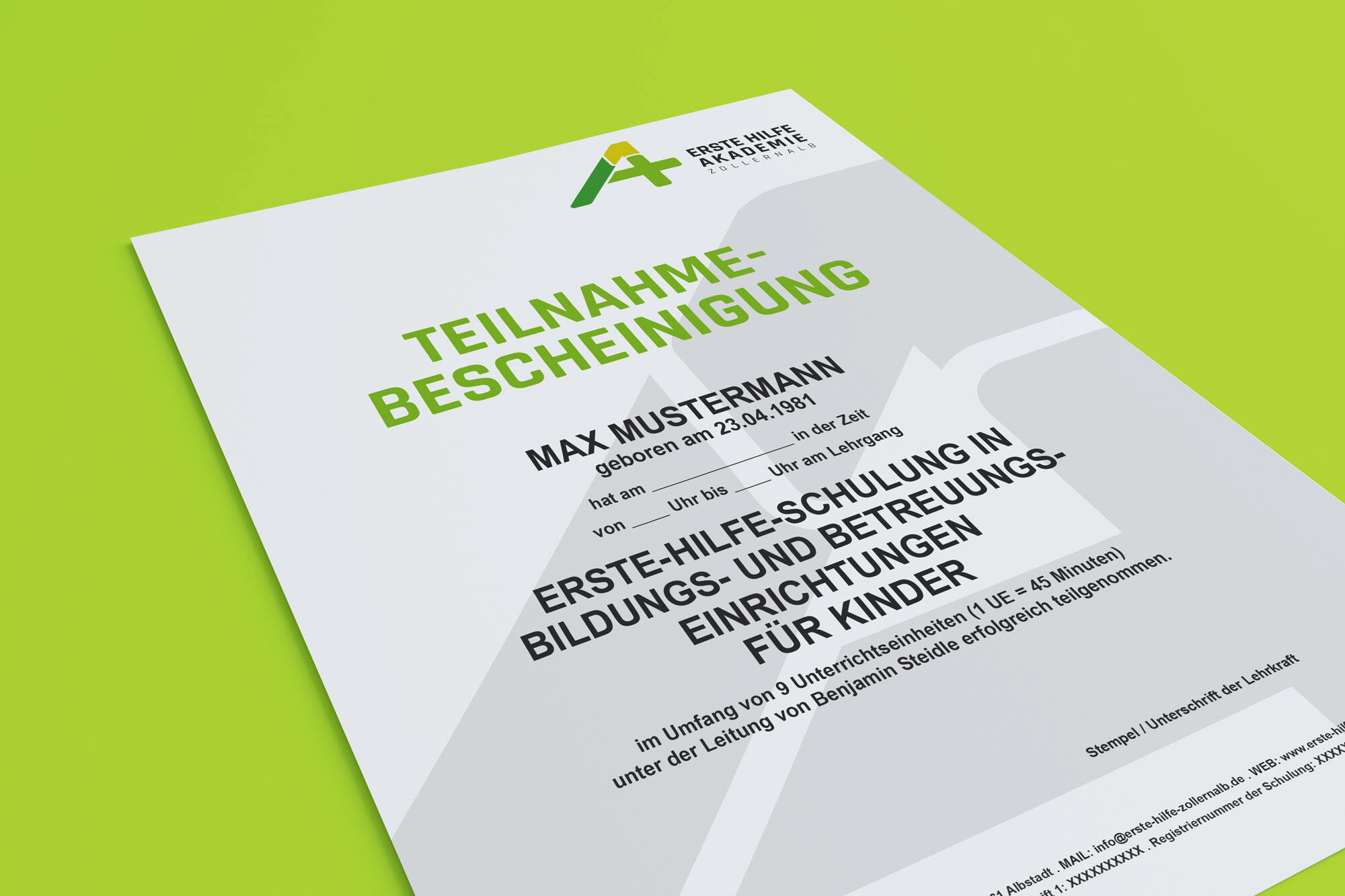 Teilnahmebestätigungen